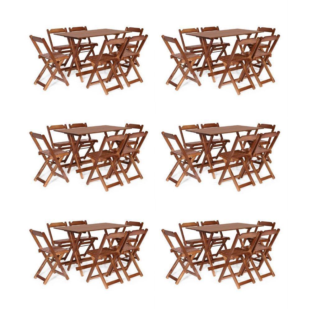 Kit 6 Jogos De Mesa Bar 120x70 Com 6 Cad. Dobráveis Em Mad Cor:imbuia - 1