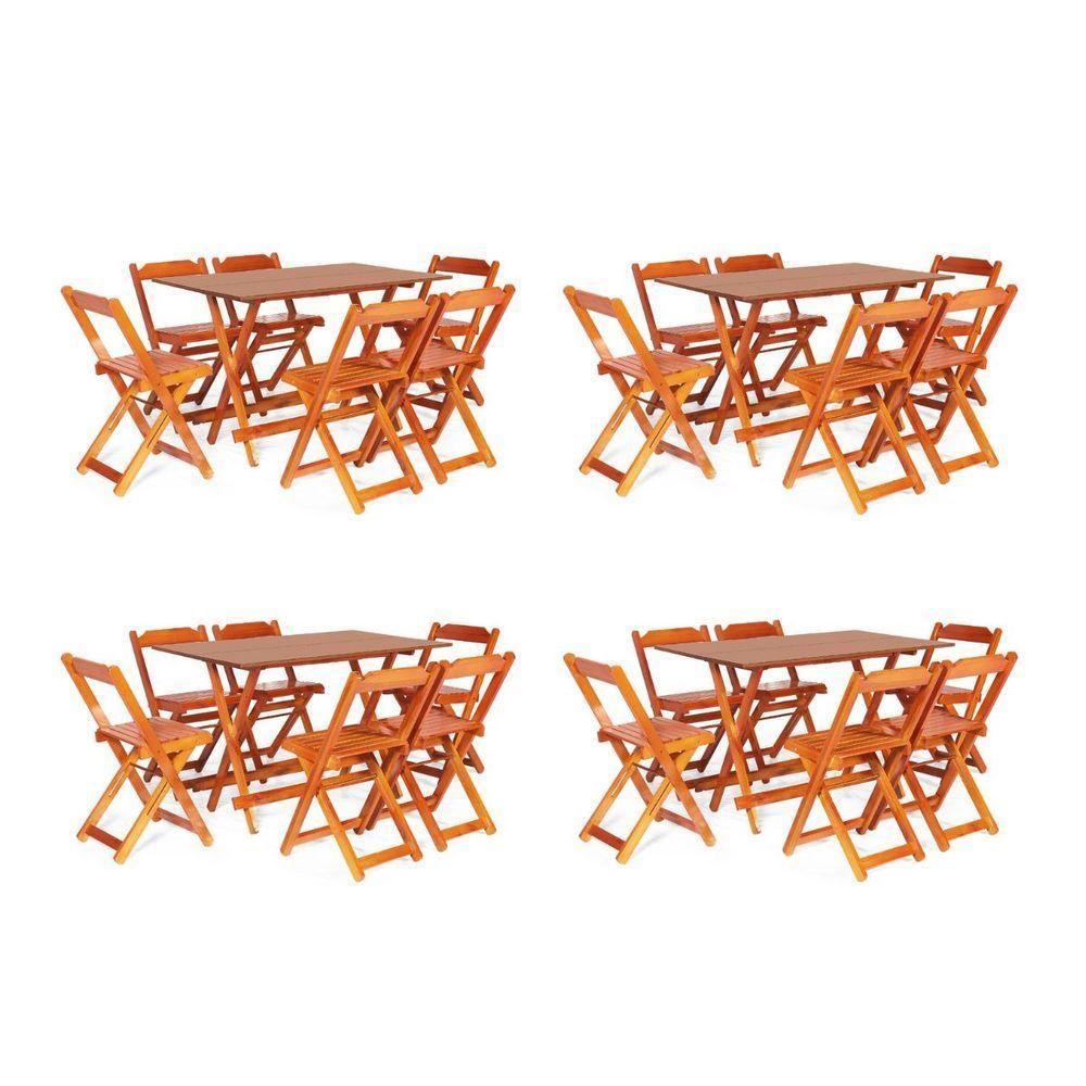 Kit 4 Jogos De Mesa Bar 120x70 Com 6 Cad. Dobráveis Em Mad. Cor:mel - 1