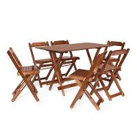Conjunto Mesa Dobrável 1.20 X 70 Com 6 Cadeiras Cor:imbuia - 1