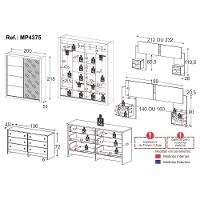 Quarto Completo Com Cabeceira Casal/queen Guarda-roupa E Cômoda Multimóveis Mp4375 Branco/lacca Fumê - 7
