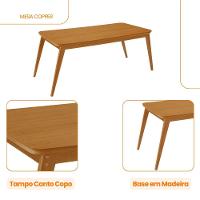 Mesa De Jantar Copper 180cm Madeira Tampo Canto Copo Moderna Naturale/ Capuccino - 2