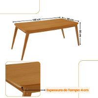 Mesa De Jantar Copper 180cm Madeira Tampo Canto Copo Moderna Naturale/ Capuccino - 3