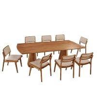 Mesa De Jantar Noronha 220cm Madeira Tampo Barril 8 Cadeiras Eva Milano / Imbuia Nat. - 2