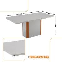 Mesa De Jantar Isadora 180cm Tampo Mdf E Vidro Canto Copo Naturalle /off White /serig. Off - 3