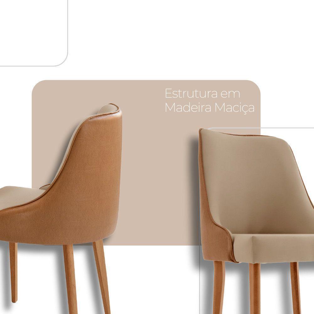 Sala De Jantar Mesa Selene 135cm Madeira Tampo Laminado Veludo Bege /star Caramelo /imbuia Nat. - 3