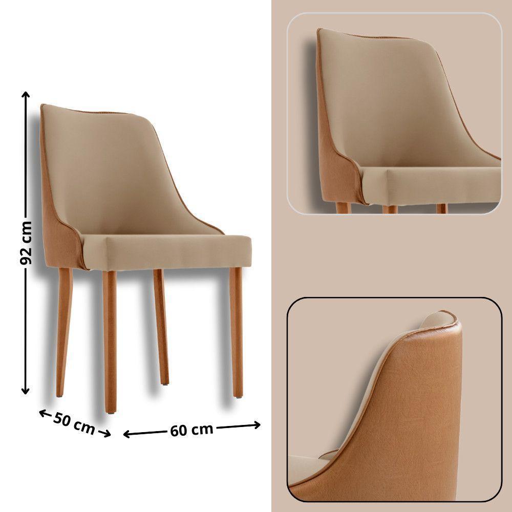 Sala De Jantar Mesa Selene 135cm Madeira Tampo Laminado Veludo Bege /star Caramelo /imbuia Nat. - 5