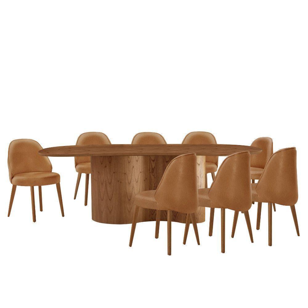 Mesa De Jantar Suiça 220cm Madeira Tampo Laminado Orgânico Star Caramelo / Imbuia Nat. - 2