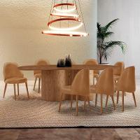 Mesa De Jantar Suiça 220cm Madeira Tampo Laminado Orgânico Star Caramelo / Imbuia Nat. - 1