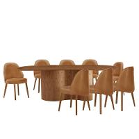 Mesa De Jantar Suiça 220cm Madeira Tampo Laminado Orgânico Star Caramelo / Imbuia Nat. - 2