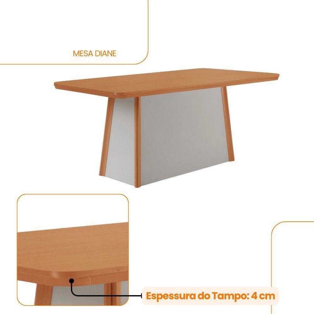 Mesa De Jantar Diane 180cm Tampo Mdf Canto Copo Naturalle/off White - 2