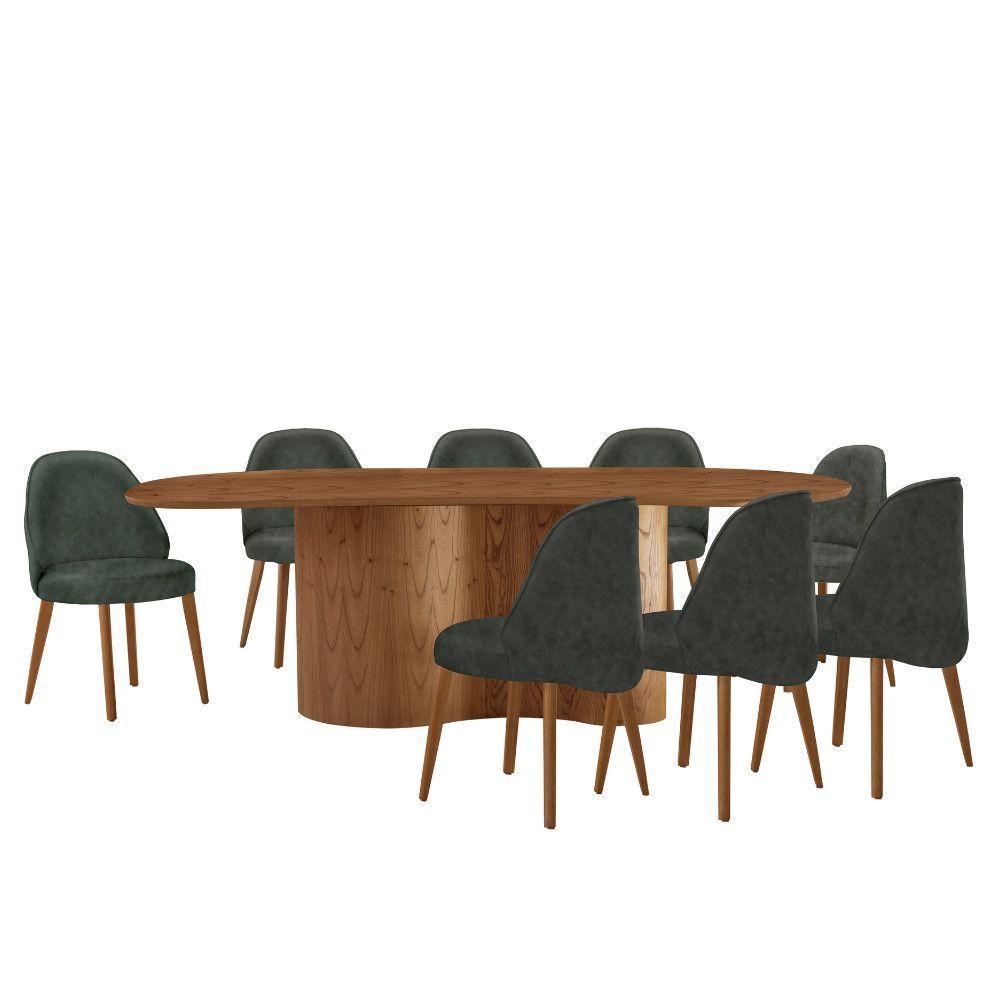 Mesa De Jantar Suiça 220cm Madeira Tampo Laminado Orgânico Jade / Imbuia Nat. - 2