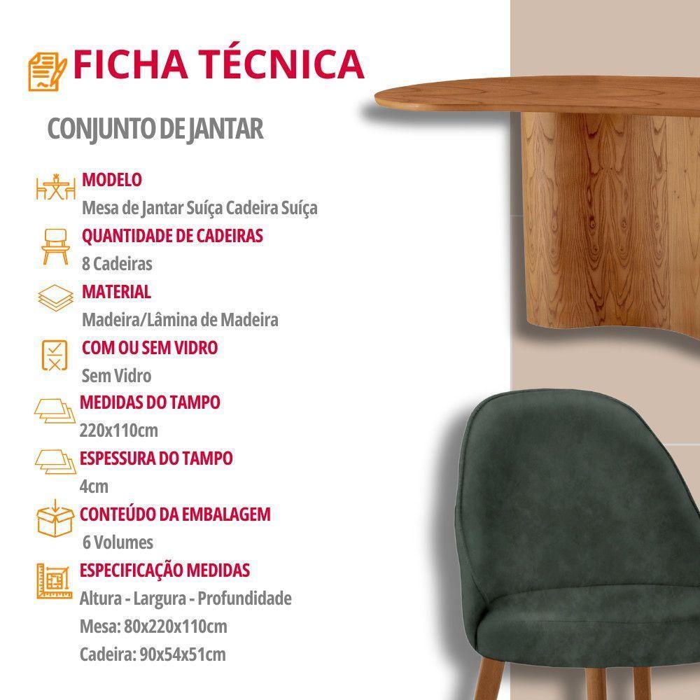 Mesa De Jantar Suiça 220cm Madeira Tampo Laminado Orgânico Jade / Imbuia Nat. - 7
