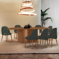 Mesa De Jantar Suiça 220cm Madeira Tampo Laminado Orgânico Jade / Imbuia Nat. - 1