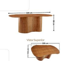 Mesa De Jantar Suiça 220cm Madeira Tampo Laminado Orgânico Jade / Imbuia Nat. - 5