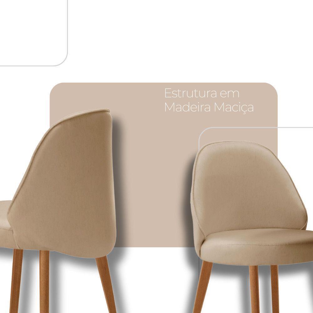 Mesa De Jantar Suiça 220cm Madeira Tampo Laminado Orgânico Veludo Bege / Imbuia Nat. - 3