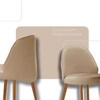 Mesa De Jantar Suiça 220cm Madeira Tampo Laminado Orgânico Veludo Bege / Imbuia Nat. - 3