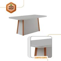 Mesa Diane 180cm Tampo Mdf Vidro Canto Copo Com 6 Cadeiras Veludo Creme /off /naturale /serig Off - 3