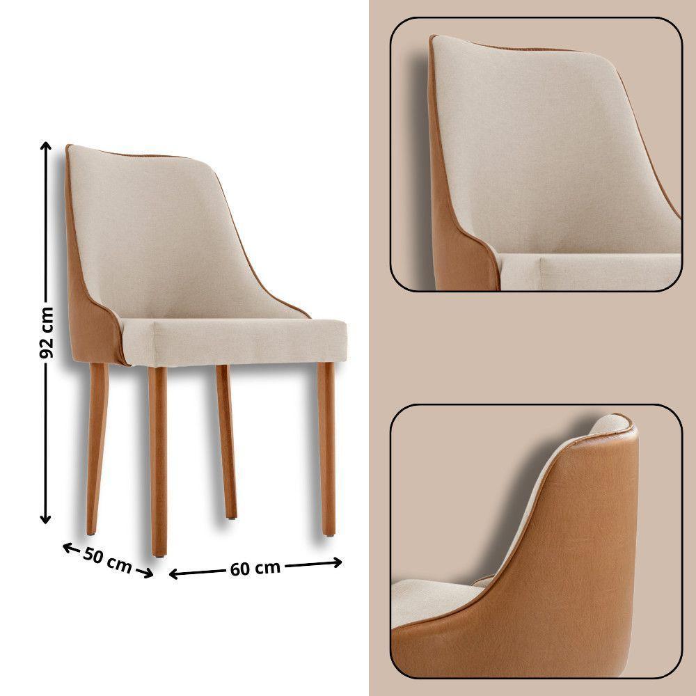 Sala De Jantar Mesa Selene 135cm Madeira Tampo Laminado Linho Off/ Star Caramelo/ Imbuia Nat. - 5