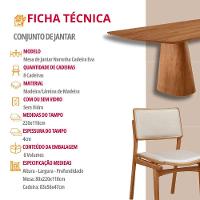 Mesa De Jantar Noronha 220cm Madeira Tampo Barril 8 Cadeiras Eva Linho Off / Imbuia Nat - 7