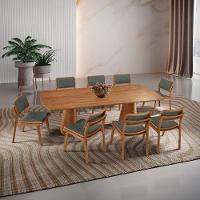Mesa De Jantar Noronha 220cm Madeira Tampo Barril 8 Cadeiras Eva Jade / Imbuia Nat. - 1