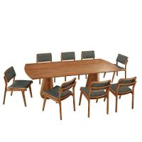 Mesa De Jantar Noronha 220cm Madeira Tampo Barril 8 Cadeiras Eva Jade / Imbuia Nat. - 2