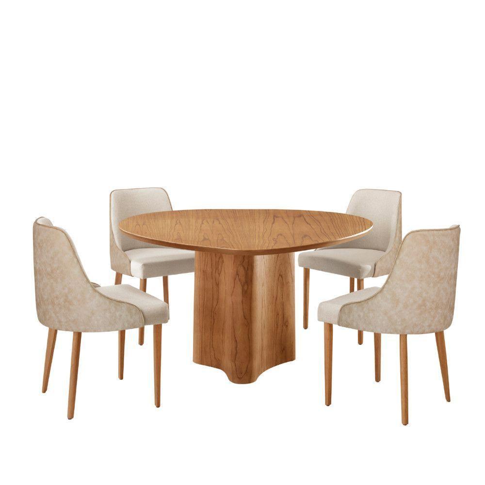 Sala De Jantar Mesa Selene 135cm Madeira Tampo Laminado Linho Off/ Milano/ Imbuia Nat. - 2