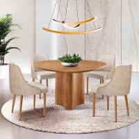 Sala De Jantar Mesa Selene 135cm Madeira Tampo Laminado Linho Off/ Milano/ Imbuia Nat. - 1