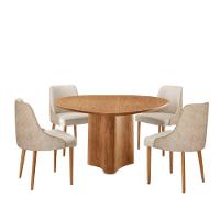 Sala De Jantar Mesa Selene 135cm Madeira Tampo Laminado Linho Off/ Milano/ Imbuia Nat. - 2