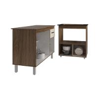 Balcão Armário Gabinete Aline 118 Cm Off White Com Tampo E Balcão Evelyn Cooktop 4 Bocas Off White - 5