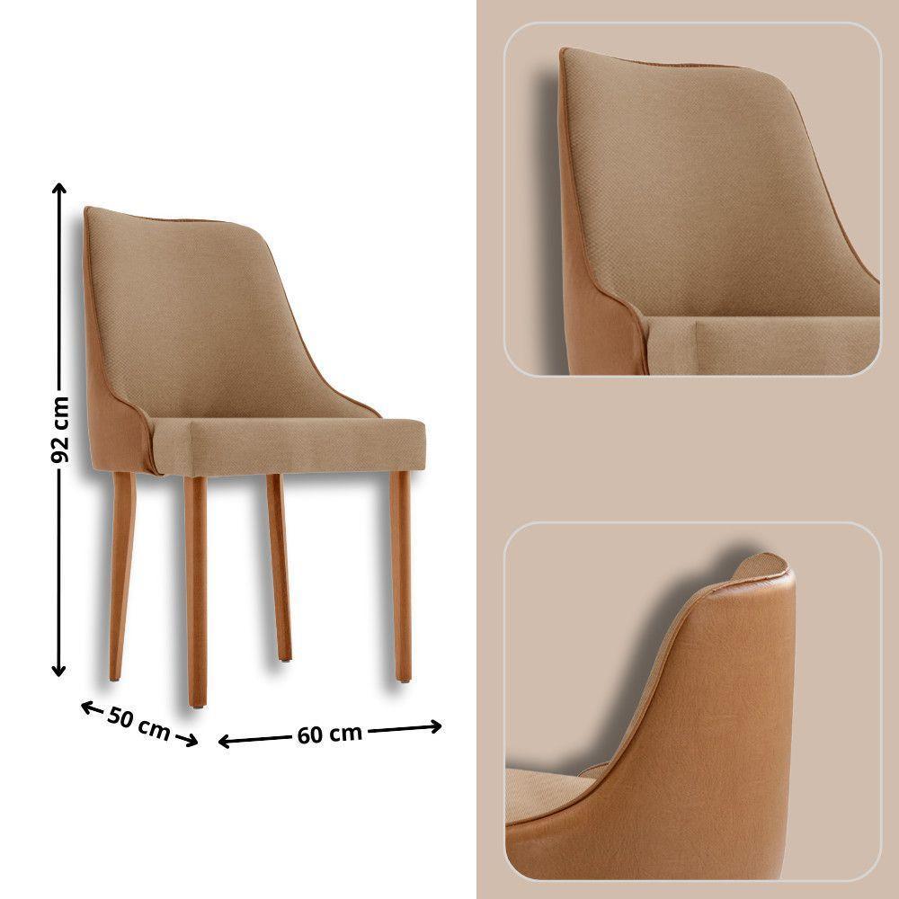 Sala De Jantar Mesa Selene 135cm Madeira Tampo Laminado Linho Palha/ Star Caramelo/ Imbuia Nat. - 5