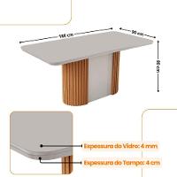 Mesa De Jantar Aspen 180cm Tampo Mdf E Vidro Canto Copo Naturalle /off White /serig. Off - 3