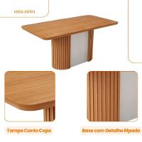 Mesa De Jantar Aspen 180cm Tampo Mdf Canto Copo Moderna Naturalle/off White - 2