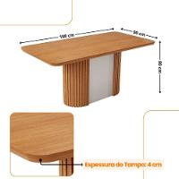 Mesa De Jantar Aspen 180cm Tampo Mdf Canto Copo Moderna Naturalle/off White - 3