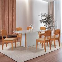 Mesa Diane 180cm Tampo Mdf Vidro Canto Copo Com 6 Cadeiras Turim 07 /off /naturale /serig Off - 1