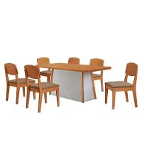 Mesa De Jantar Diane 180cm Tampo Mdf Canto Copo E 6 Cadeiras Veludo Capuccino/naturale/off White - 2