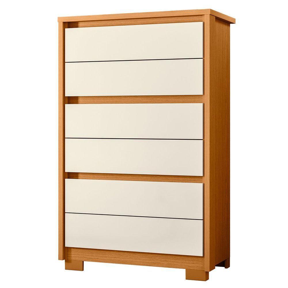 Cômoda Para Quarto 6 Gavetas Mdp Duo Cinamomo/off White - 1
