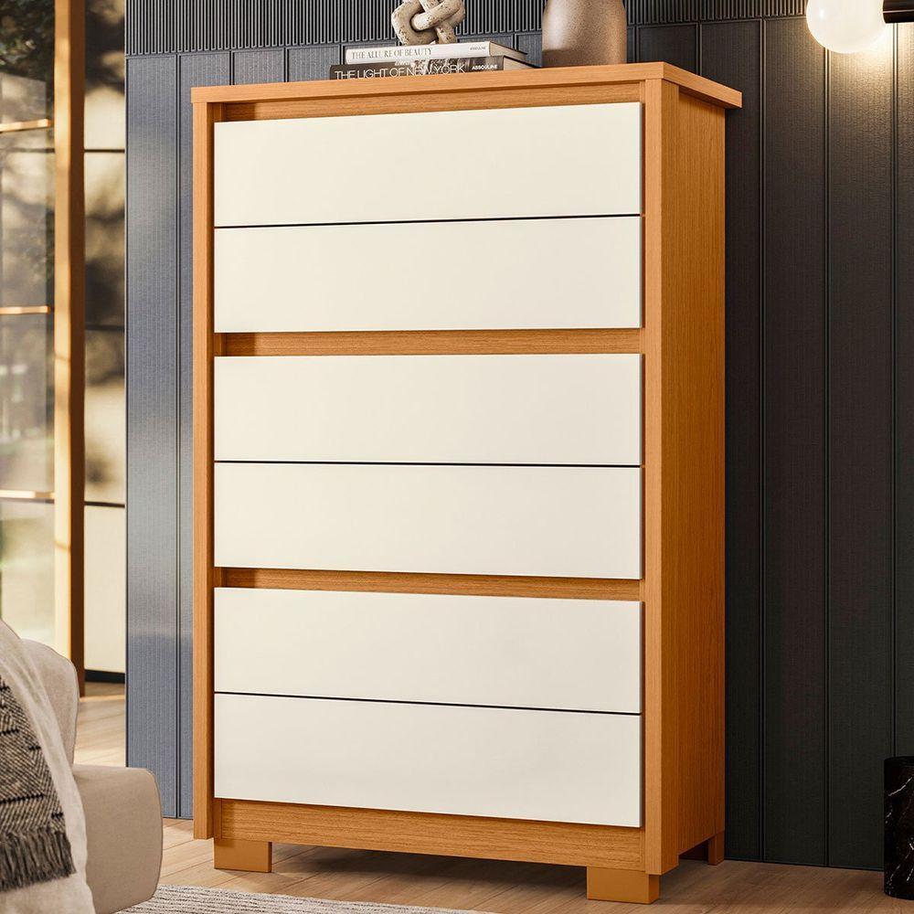 Cômoda Para Quarto 6 Gavetas Mdp Duo Cinamomo/off White - 7