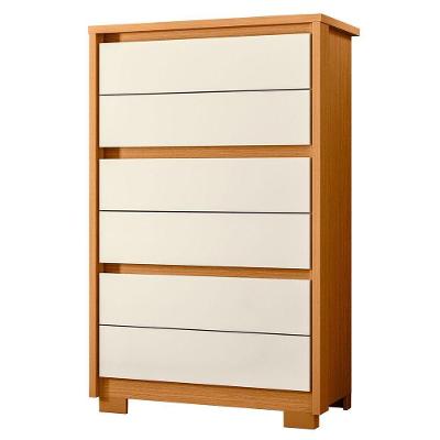 Cômoda Duo 6 Gavetas MDP com Corrediça Telescópica Off White e Cinamomo para Quarto