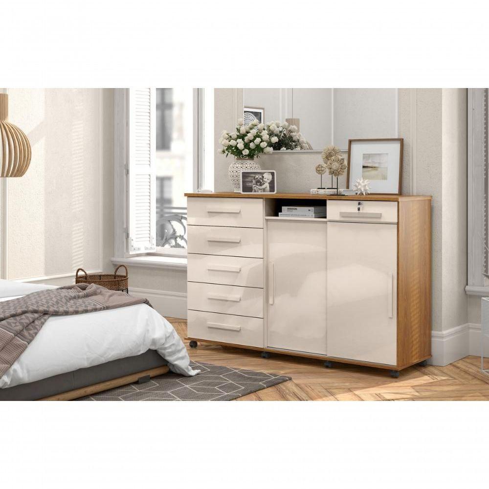 Cômoda Vega 2020 Com 2 Portas E 6 Gavetas Freijo-off White - 1