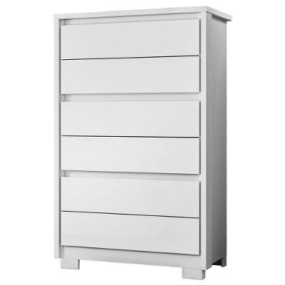 Cômoda Duo 6 Gavetas em MDF sem Puxador Aparente Branco para Quarto