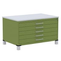 Mapoteca 5 Gavetas Pandin 120 Cm (larg) Inmetro Tampo Mdp Cinza Estrutura E Gavetas Em Aço Verde - 1