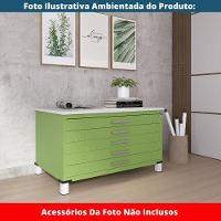Mapoteca 5 Gavetas Pandin 120 Cm (larg) Inmetro Tampo Mdp Cinza Estrutura E Gavetas Em Aço Verde