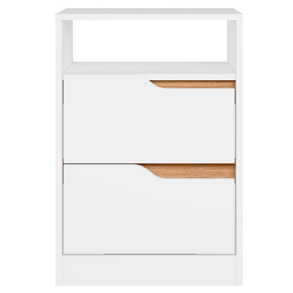 Kit Cômoda 4 Gavetas E Mesa De Cabeceira Sara 2 Gavetas Flex Branco/freijó - 5