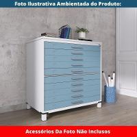Mapoteca 10 Gavetas Pandin 120cm (larg) Inmetro Tampo Mdp Cinza Estrutura Aço Cinza Gaveta Azul Dali - 8