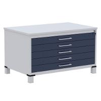 Mapoteca 5 Gavetas Pandin 120 Cm (larg) Inmetro Tampo Mdp Cinza Estrutura Aço Cinza Gavetas Azul - 1