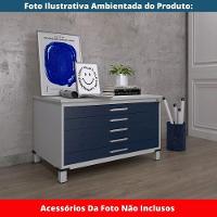 Mapoteca 5 Gavetas Pandin 120 Cm (larg) Inmetro Tampo Mdp Cinza Estrutura Aço Cinza Gavetas Azul - 2