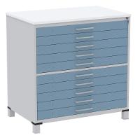 Mapoteca 10 Gavetas Pandin 120cm (larg) Tampo Mdp Branco Estrutura Aço Cinza Gaveta Azul Dali - 1