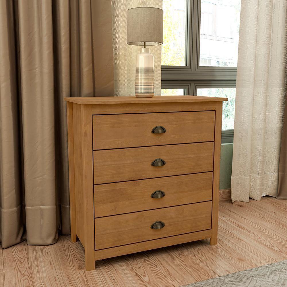 Comoda 4 Gavetas Madeira Maciça 80 Cm 9101 Freijo Milani Store - 2