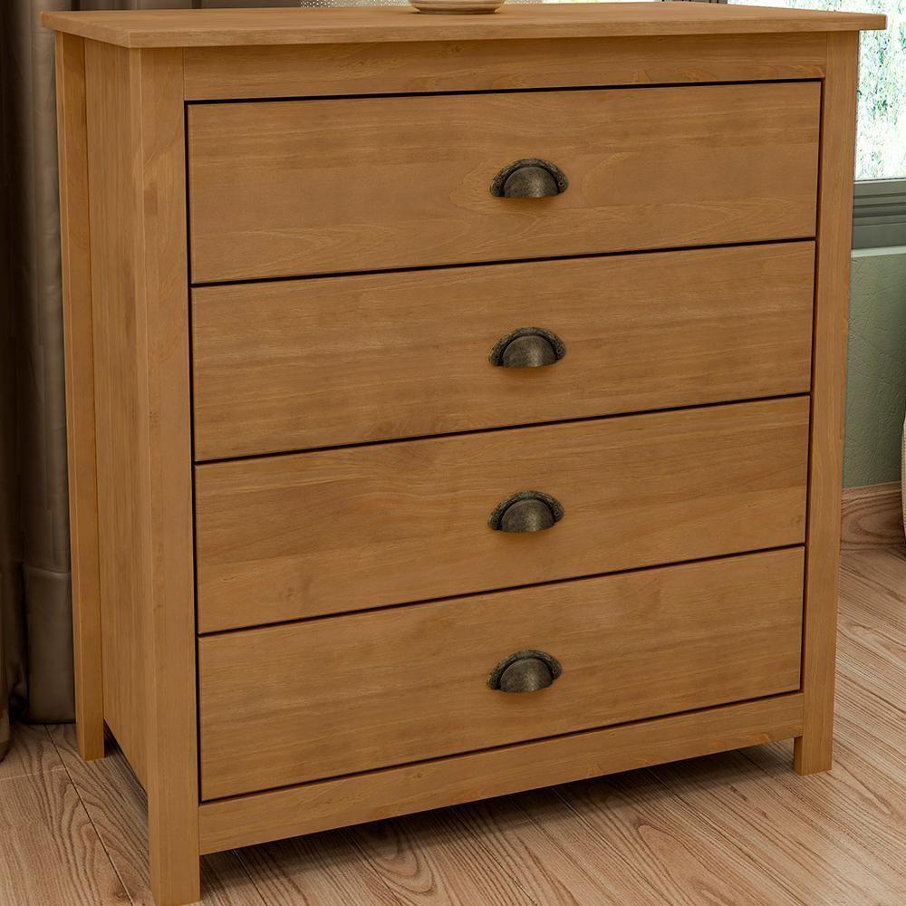 Comoda 4 Gavetas Madeira Maciça 80 Cm 9101 Freijo Milani Store - 3