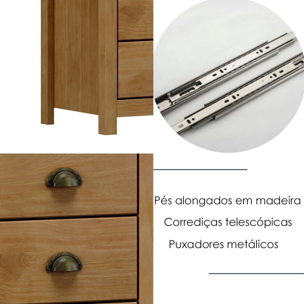 Comoda 4 Gavetas Madeira Maciça 80 Cm 9101 Freijo Milani Store - 4